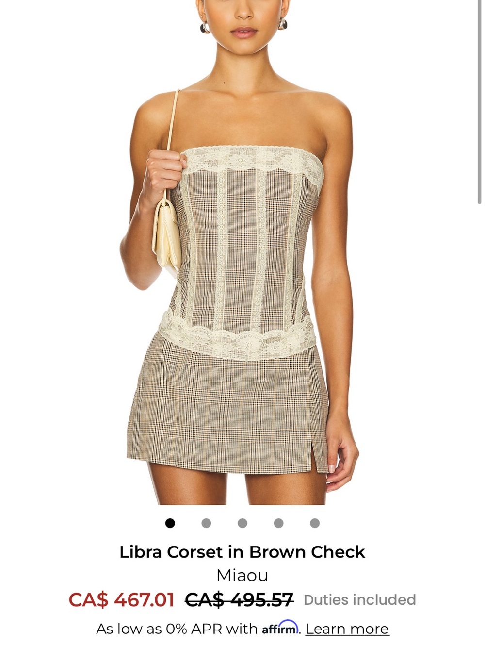 Miaou Libra Corset in Brown Check